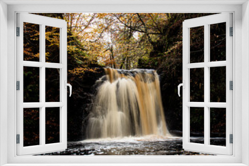Fototapeta Naklejka Na Ścianę Okno 3D - waterfall in autumn forest