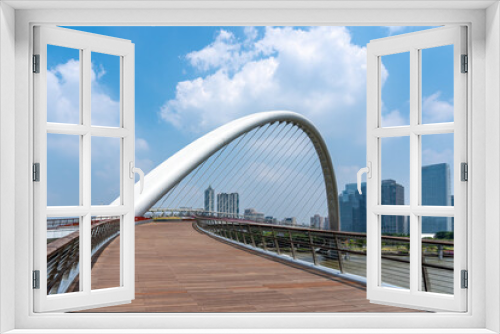 Fototapeta Naklejka Na Ścianę Okno 3D - Haixin Bridge, Guangzhou Financial District