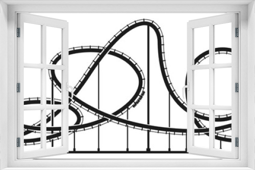 Fototapeta Naklejka Na Ścianę Okno 3D - Amusement park ride black silhouette. Carnival rollercoaster