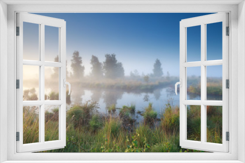 Fototapeta Naklejka Na Ścianę Okno 3D - silent misty morning over swamp