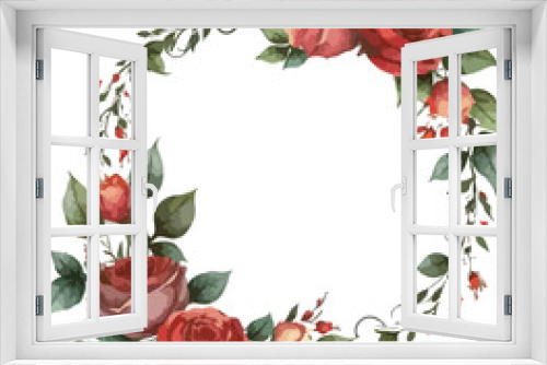 Fototapeta Naklejka Na Ścianę Okno 3D - roses frame
