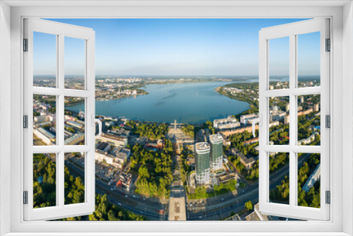 Fototapeta Naklejka Na Ścianę Okno 3D - Russia, Izhevsk. Central Square. Izhevsk pond. Panorama 360. Aerial view