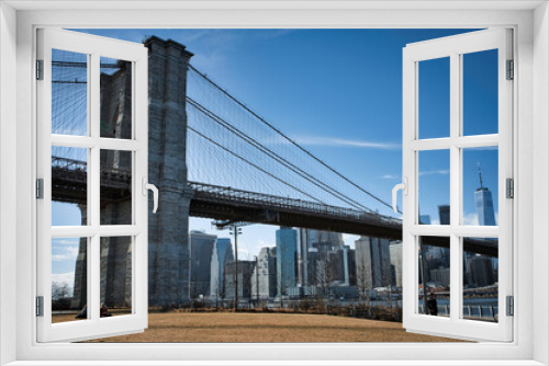 Fototapeta Naklejka Na Ścianę Okno 3D - Manhattan skyline and Brooklyn Bridge
