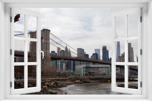 Fototapeta Naklejka Na Ścianę Okno 3D - Brooklyn y Manhattan