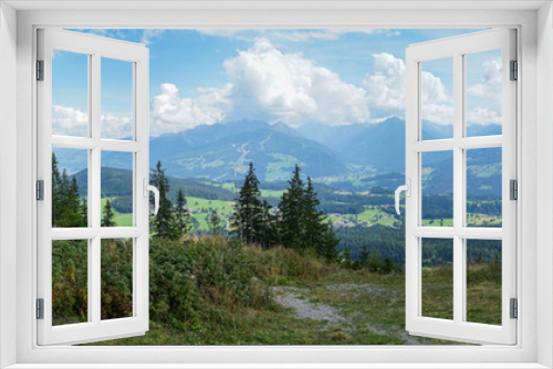 Fototapeta Naklejka Na Ścianę Okno 3D - Wonderful panoramic view of Schladming Dachstein Region. Peaks and Valley, view to Ramsau and Dachstein. Styria, Austria