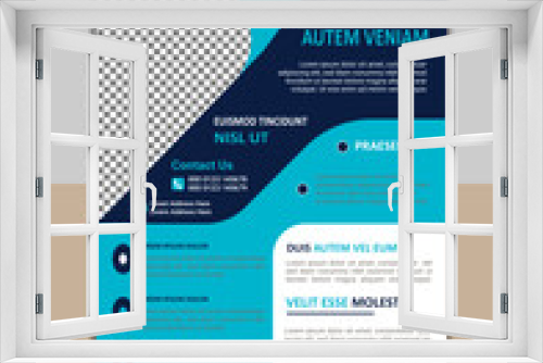 Corporate business flyer, blue and black background. A4 Size with Bleed Vector design