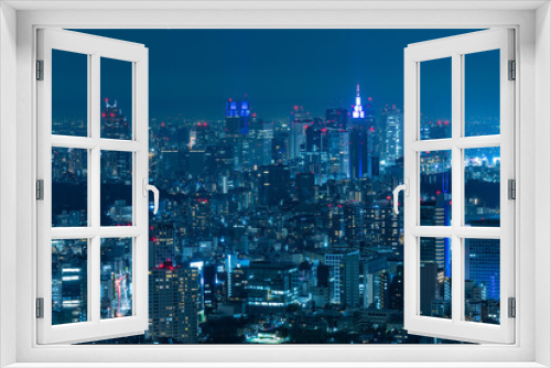 Fototapeta Naklejka Na Ścianę Okno 3D - 日本　東京都港区の六本木ヒルズの展望台から眺める東京の夜景