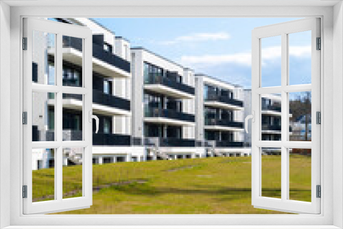 Fototapeta Naklejka Na Ścianę Okno 3D - Modern Immobilien Wohnungen Wohnanlage