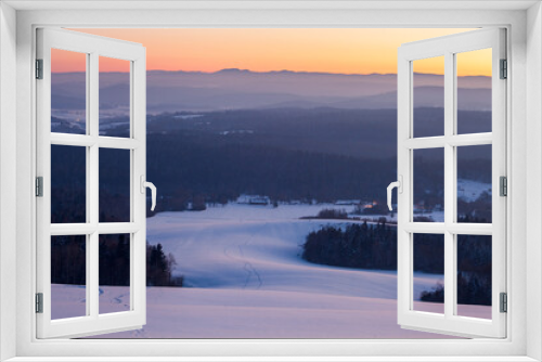 Fototapeta Naklejka Na Ścianę Okno 3D - winter landscape in the Bieszczady mountains, Bezmiechowa