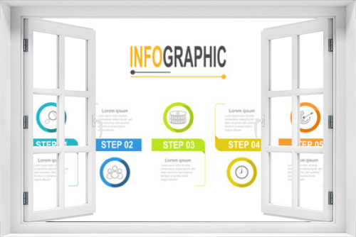 Infographic timeline template 5 steps business data illustration