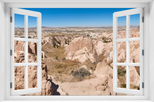 Fototapeta Naklejka Na Ścianę Okno 3D - Panoramic rock formation in Cappadocia. Rose valley. Goreme, Turkey landmark