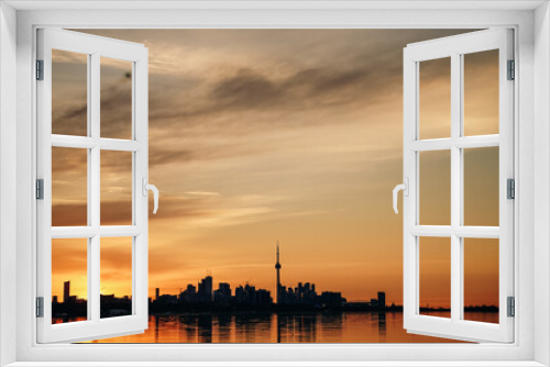 Fototapeta Naklejka Na Ścianę Okno 3D - Panoramic view of Toronto skyline at sunrise, Ontario, Canada