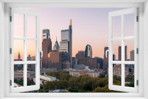 Fototapeta Naklejka Na Ścianę Okno 3D - Philadelphia Skyline with Business District Area. Beautiful Morning Sunlight and Sky. Pennsylvania.