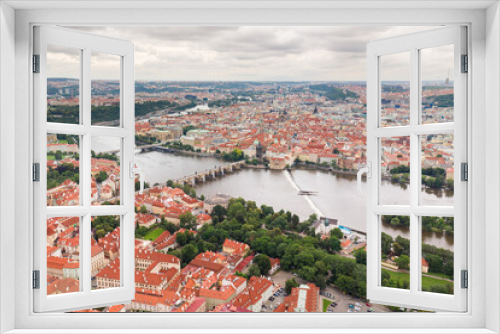 Fototapeta Naklejka Na Ścianę Okno 3D - Prague Old Town in Czech Republic with Famous Sightseeing Places in Background. Charles Bridge Iconic 14th century Structure with View, Vltava river and Prague Cityscape. Must Visit City