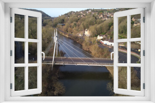 Fototapeta Naklejka Na Ścianę Okno 3D - Modern cable-stayed road bridge over the River Severn in Shropshire, UK