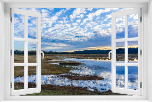 Fototapeta Naklejka Na Ścianę Okno 3D - Clouds Above Wetlands Reflection