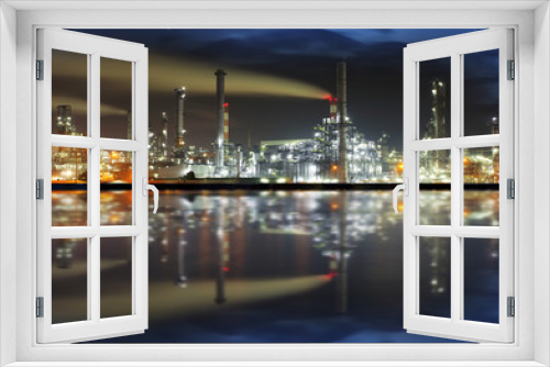 Fototapeta Naklejka Na Ścianę Okno 3D - Oil refinery at night