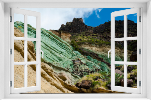 Fototapeta Naklejka Na Ścianę Okno 3D - Naturally green cliff. Los Azulejos 
