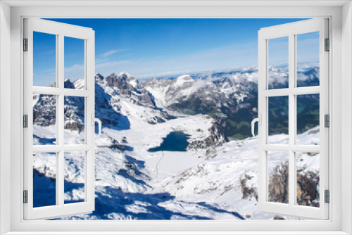 Fototapeta Naklejka Na Ścianę Okno 3D - Mountains with snow in winter