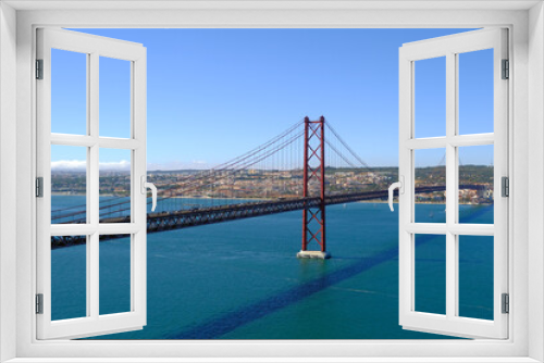 Fototapeta Naklejka Na Ścianę Okno 3D - The 25 de April Bridge (Ponte 25 de abril), Lisbon Portugal