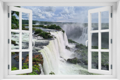 Fototapeta Naklejka Na Ścianę Okno 3D - Waterfall cascade in foz do iguacu in brazil. One of the 7 natural wonder of the world