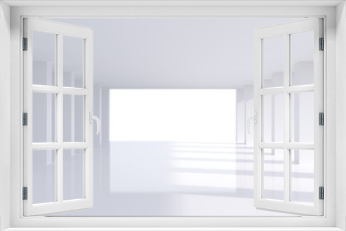 Fototapeta Naklejka Na Ścianę Okno 3D - Empty  white  space interior with sunlight and shadow, 3d rendering
