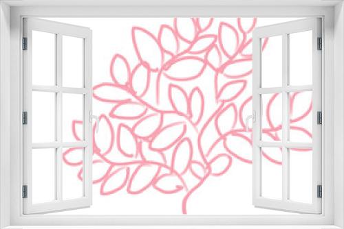 Fototapeta Naklejka Na Ścianę Okno 3D - pink flower isolated on white ,pink branch leave outline