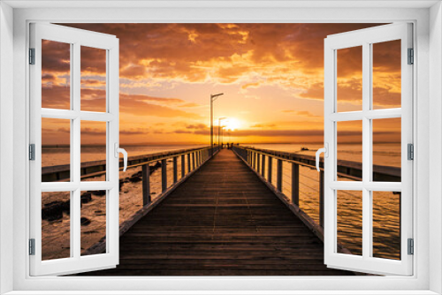 Fototapeta Naklejka Na Ścianę Okno 3D - The sunrise of Wellington Point Pier in Wellington Point Recreation Reserve in Brisbane
