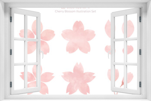 Fototapeta Naklejka Na Ścianę Okno 3D - 手描き水彩風・桜の花のイラストセット