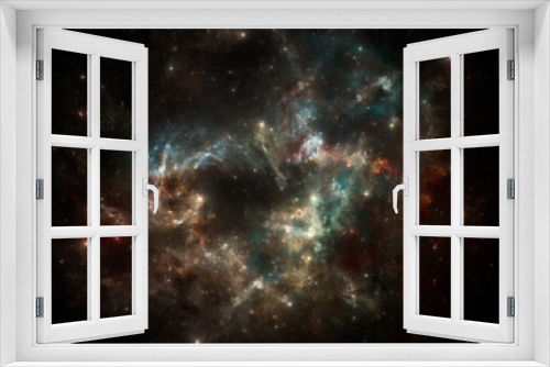 Fototapeta Naklejka Na Ścianę Okno 3D - Star field background . Starry outer space background texture . Colorful Starry Night Sky Outer Space background. 3D illustration