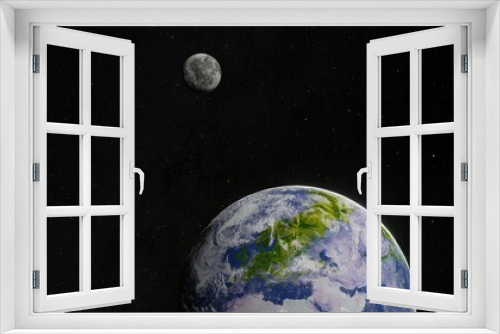 Fototapeta Naklejka Na Ścianę Okno 3D - earth and moon. Elements of this vector furnished by NASA.