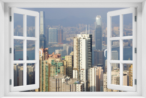 Fototapeta Naklejka Na Ścianę Okno 3D - Hong Kong skyline from Victoria Peak. Panorama