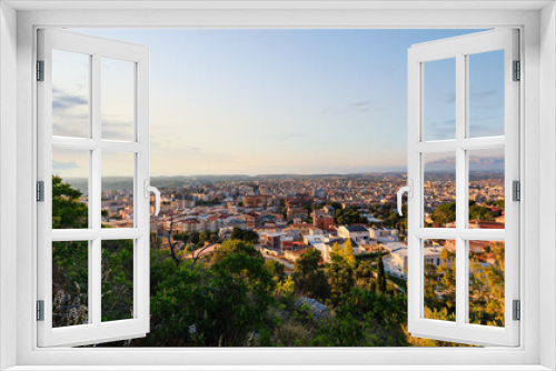 Fototapeta Naklejka Na Ścianę Okno 3D - Evening view to Tyrrenian sea bay and Alcamo town from view point above (Trapani region, Sicily, Italy).