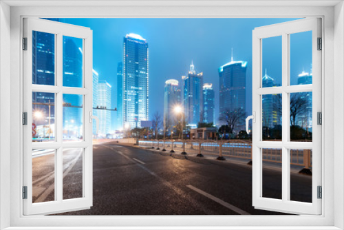 Fototapeta Naklejka Na Ścianę Okno 3D - the night view of the lujiazui financial centre