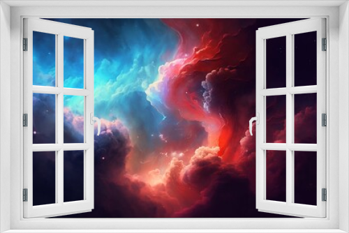 background with space nebulas in blue and red