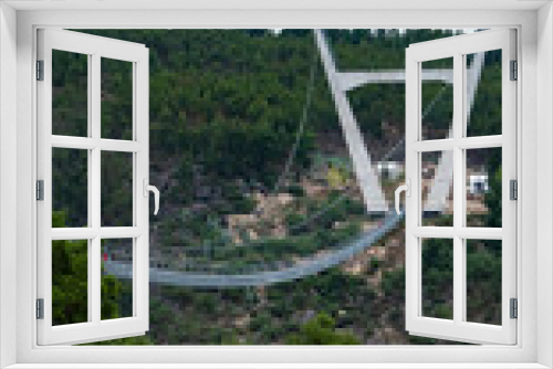 Fototapeta Naklejka Na Ścianę Okno 3D - iron suspension bridge. Arouca suspension bridge. suspension footbridge