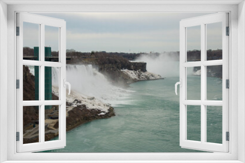 Fototapeta Naklejka Na Ścianę Okno 3D - A part of Niagara Falls scene from the Canadian side looking at the United States