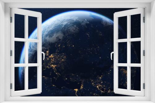 Fototapeta Naklejka Na Ścianę Okno 3D - Beautiful view of planet earth and europe seen from space