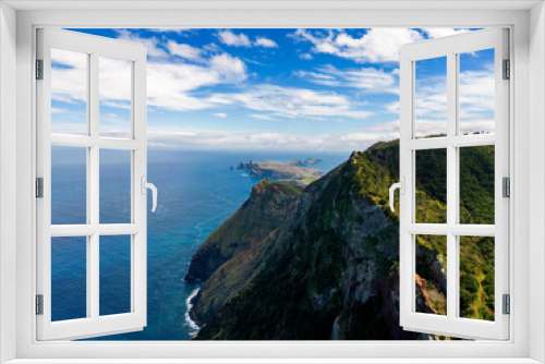 Fototapeta Naklejka Na Ścianę Okno 3D - Madeira. Boca do Risco Aerial View. Steep Cliffs over the Atlantic Ocean. Madeira Island, Portugal.
