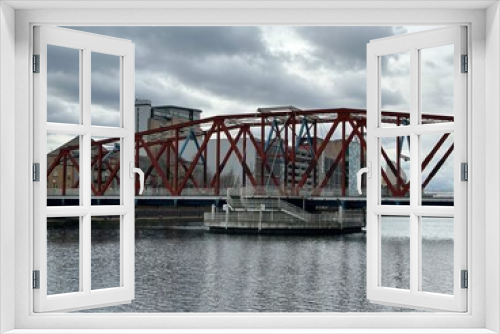 Fototapeta Naklejka Na Ścianę Okno 3D - Buildings and landmarks in and around Salford Quays in Greater Manchester England. 