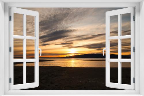 Fototapeta Naklejka Na Ścianę Okno 3D - Sunset at Trabucador beach, Ebro Delta. With a warm natural light. Tarragona, Spain