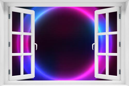 Fototapeta Naklejka Na Ścianę Okno 3D - Glowing abstract background, round frame of circles, geometric shapes, wallpaper. Vector template for your design