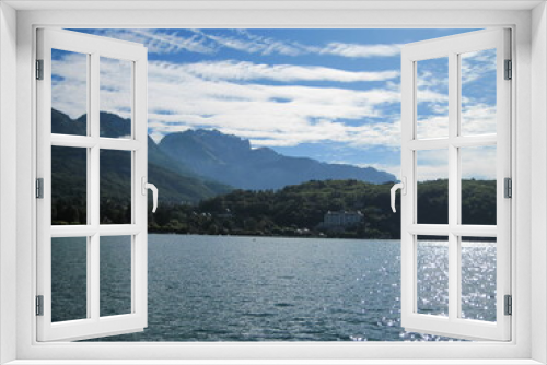 Fototapeta Naklejka Na Ścianę Okno 3D - Scenic morning view of lake and mountains in Annecy, Haute Savoie, France.
