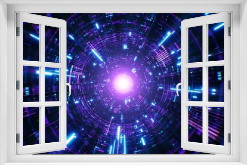 Neon light cyberspace tunnel