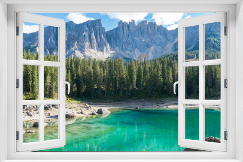 Fototapeta Naklejka Na Ścianę Okno 3D - Der Karer See in den Dolomiten (Italien)