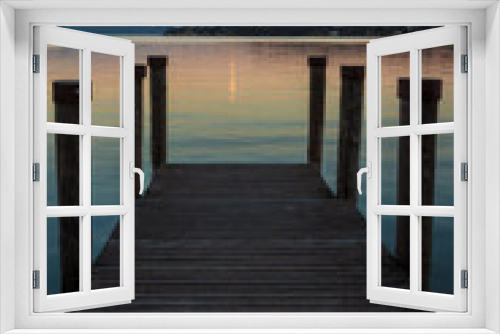 Fototapeta Naklejka Na Ścianę Okno 3D - Paesaggio al tramonto a Salò sul lago di Garda - Brescia