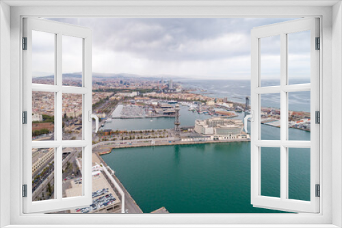 Fototapeta Naklejka Na Ścianę Okno 3D - View Point Of Barcelona in Spain. Harbor of Barcelona in Background. Mediterranean Sea in Background.