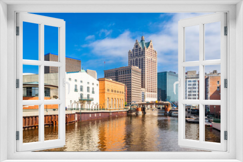 Fototapeta Naklejka Na Ścianę Okno 3D - Milwaukee, Wisconsin, USA downtown skyline on the Milwaukee River