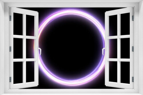 Fototapeta Naklejka Na Ścianę Okno 3D - Vector bright neon circle with glow. Abstract round frame with empty space for text bright neon frame with transparency. Colorful glitter, flash. Illustration for advertising, banner, postcard.	
