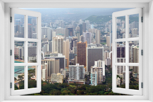 Fototapeta Naklejka Na Ścianę Okno 3D - Honolulu, Oahu, Hawaii panorama view from Diamond Head